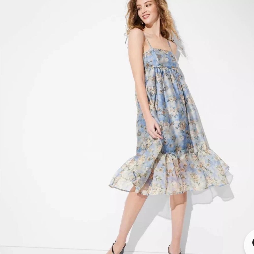 Romantic whimsical Babydoll Dress fairy romantic size XXS blue floral dress NWT